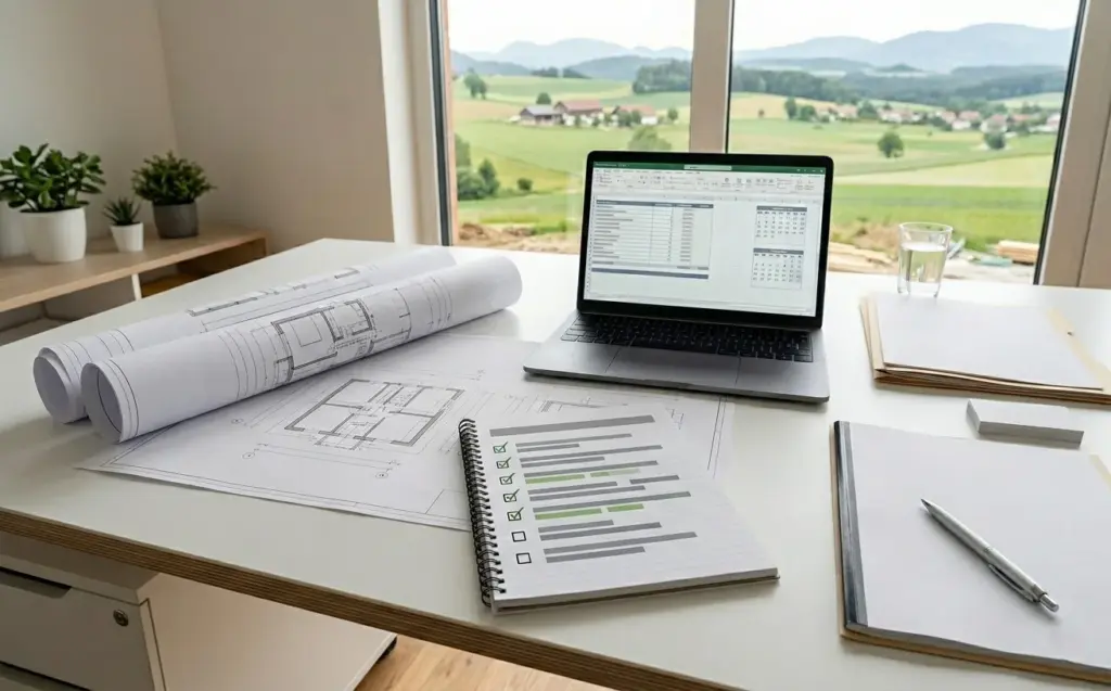 versicherungen hausbau oberwart schreibtisch mit unterlagen